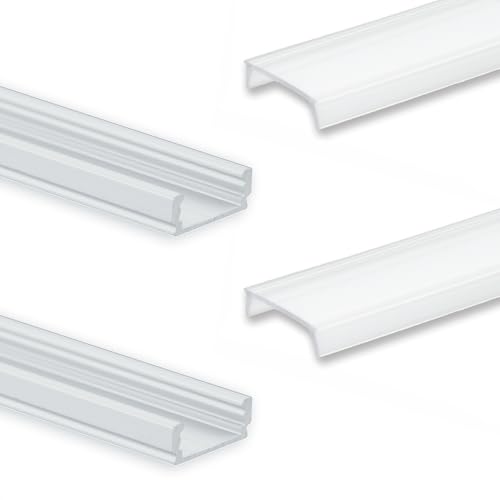 INNOVATE 2x2m LED Schiene Aluminium Profil - Alu Profil für LED Stripes/Streifen - LED Kanal - ALU Leiste - Abmessung: 2000mm x 17mm x 7mm (Alu Profil silber inkl. milchiger Abdeckung für LED Stripe) von INNOVATE