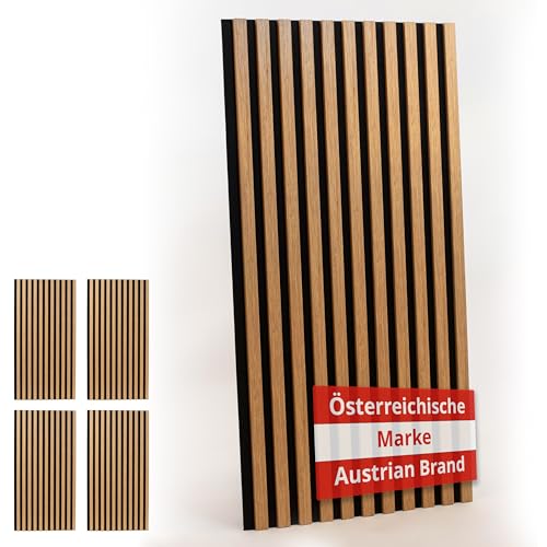 INNOVATE Akustikpaneele [Wandpaneele Holz Schalldämmung] 4 Stk. I Akustikpaneele Holz Schallabsorber I Holzpaneele Wand Wanddeko Wohnzimmer Schallschutzplatten Wanddeko I Eiche hell, 120x60cm: 2,88m² von INNOVATE
