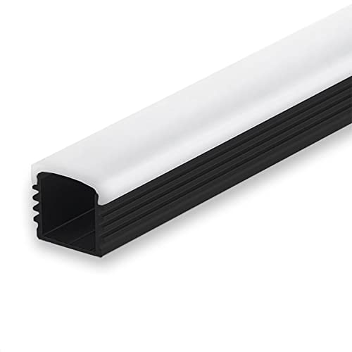 INNOVATE Aluminium - Alu Profil Schiene Leiste Streifen - U-Profile für LED Stripes/Streifen (Alu U-Profil Maxi 12mm schwarz - flache milchige Abdeckung) von INNOVATE