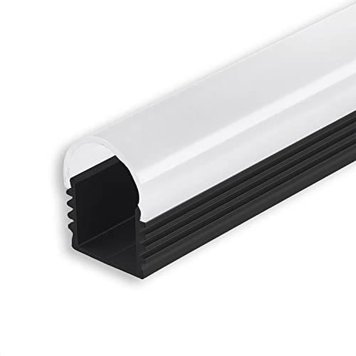 INNOVATE Aluminium - Alu Profil Schiene Leiste Streifen - U-Profile für LED Stripes/Streifen (Alu U-Profil Maxi 12mm schwarz - runde milchige Abdeckung) von INNOVATE