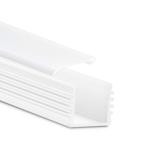 INNOVATE LED Profil 2m - LED Aluminiumprofil - Montageprofil für Leuchtstreifen - Schiene für Lichtstreifen - Lichtleiste - Leuchtband (U-Profil Mini 12 flach - Weiß, flache milchige Abdeckung) von INNOVATE