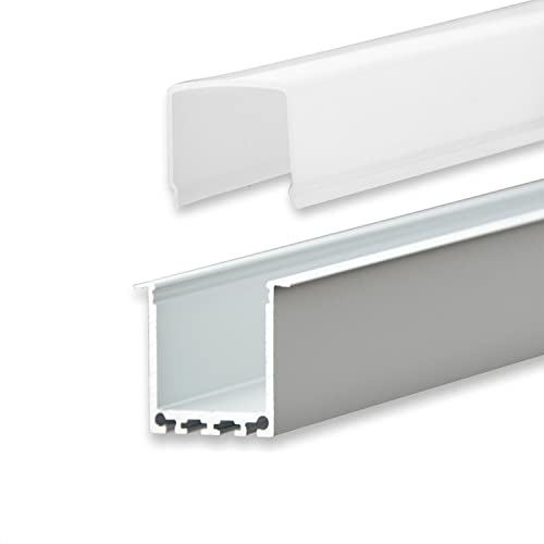 INNOVATE Aluminium - Alu Profil Streifen Leiste Schiene - T-Profile für LED Stripes/Streifen (Alu T-Profil Maxi 24mm - milchige Abdeckung) von INNOVATE