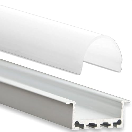 INNOVATE 2m LED Schiene - Aluminium T - Profil - Aluprofil für LED Stripes/Streifen - LED Leiste Alu T-Profil Mini 24mm - runde milchige Abdeckung von INNOVATE
