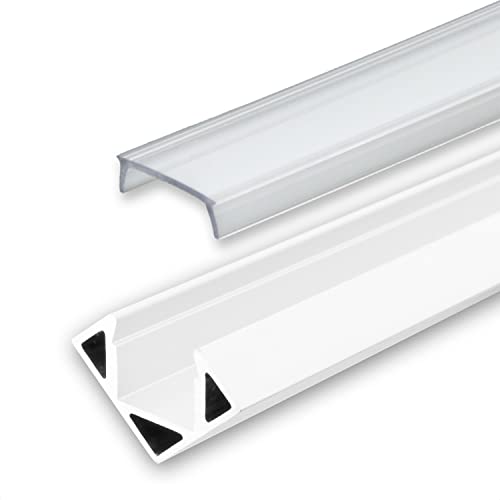 INNOVATE 2m Aluminiumprofil - Alu V-Profil - Eckprofil für LED Stripes/Streifen - Winkelprofil - LED Kanal - LED Schiene (Eckprofil Alu weiss 11mm - Opale Abdeckung klar) von INNOVATE