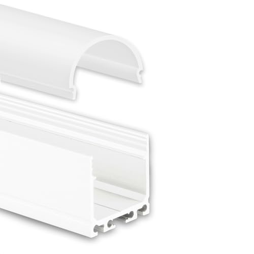 INNOVATE Aluminium - Alu Profil Streifen Schiene Leiste - U-Profile für LED Stripes/Streifen (Alu U-Profil Maxi 24 weiss für LED Streifen bis 24mm + runder milchiger Abdeckung) von INNOVATE