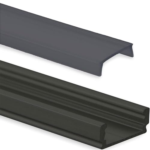 INNOVATE 2 m LED Schiene - Aluminium Profil - Aluprofil für LED Stripes/Streifen - LED Kanal - ALU Leiste - 2000mm x 17mm x 7mm (Alu Profil schwarz inkl. schwarzer Abdeckung für LED Stripe) von INNOVATE