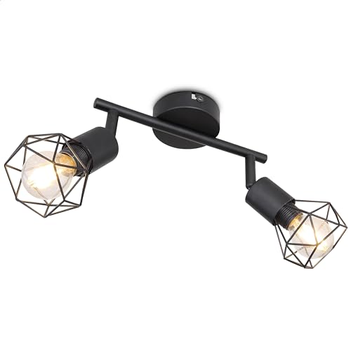 INNOVATE Deckenlampe Industrial Style | Deckenleuchten - E14 | Lampe Wohnzimmer | Deckenlampe Schlafzimmer | Küchenlampe | Deckenleuchte Schlafzimmer | Deckenlampe schwarz | Deckenstrahler 2 flammig von INNOVATE