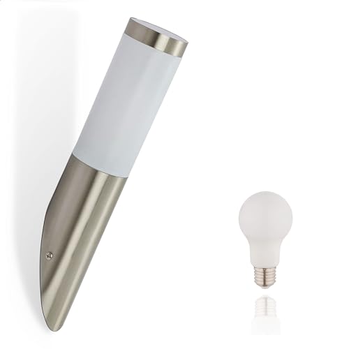 INNOVATE LED Außenlampe IP44 | Wandlampe Outdoor | LED Gartenbeleuchtung außen | Außenleuchte Wand | Außenwandleuchten inkl. E27 Leuchtmittel 40cm Edelstahl von INNOVATE