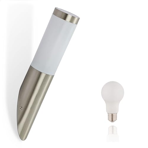 INNOVATE LED Außenlampe IP44 | Wandlampe Outdoor | LED Gartenbeleuchtung außen | Außenleuchte wand | Außenwandleuchten inkl. E27 Leuchtmittel 40CM Edelstahl von INNOVATE