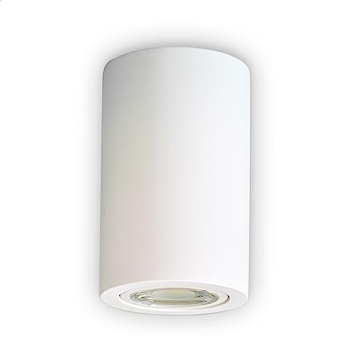 INNOVATE LED Gips Deckenlampe bemalbar | Überstreichbare Aufbauleuchte 11cm hoch | Deckenleuchte mit GU10 Fassung | Deckenspot Downlight | Deckenstrahler indirekte Beleuchtung exkl. Leuchtmittel von INNOVATE