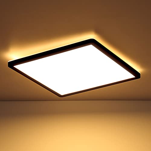 INNOVATE LED Deckenleuchte Dimmbar mit Hintergrundbeleuchtung | IP44 3-Dimmstufen Deckenlampe Flach | Panel für Badezimmer, Wohnzimmer, Schlafzimmer, Balkon, Küche | LED Lampe Schwarz, 18W 30x30cm von INNOVATE