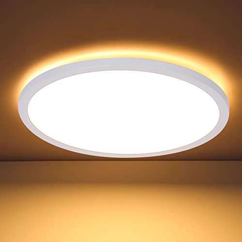 INNOVATE LED Deckenleuchte Dimmbar mit Hintergrundbeleuchtung | IP44 3-Dimmstufen Deckenlampe Flach | Panel für Badezimmer, Wohnzimmer, Schlafzimmer, Balkon, Küche | LED Lampe Weiß, 18W Ø30cm von INNOVATE
