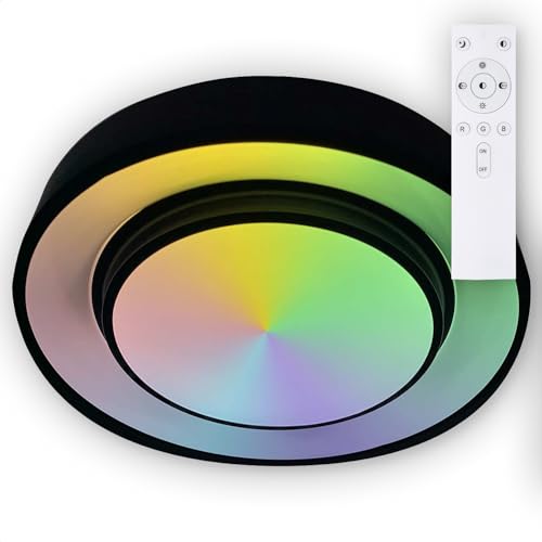 INNOVATE LED Deckenleuchte Rainbow Effekt | mit Fernbedienung | dimmbar & weißdynamisch von 3000-6500K | RGB Deckenlampe modern | Nachtlicht & Memory Funktion 24W | LED Lampe rund | Farbwechsel | von INNOVATE