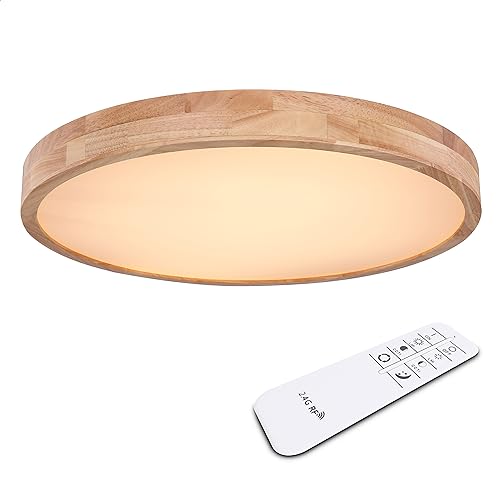 INNOVATE LED Deckenleuchte dimmbar mit Fernbedienung Color-Switch - Deckenlampe Holz - LED Deckenleuchte rund - Lampe Wohnzimmer Holz - Deckenlampe mit Fernbedienung 60CM von INNOVATE