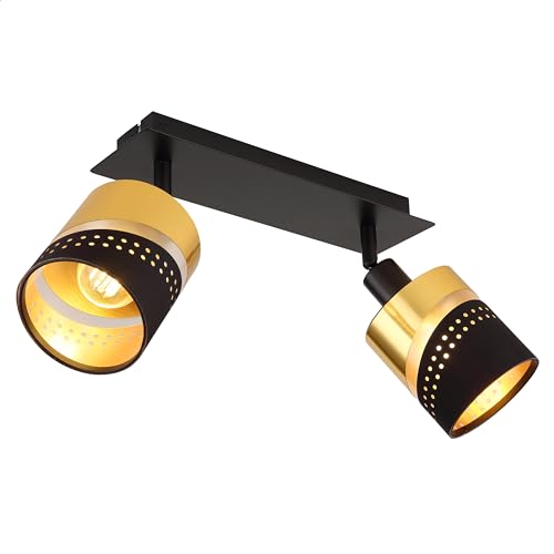 INNOVATE LED Deckenstrahler 2 flammig E14 - Deckenspots schwarz gold Deckenlampe Strahler Innen Spotbalken - Deckenstrahler LED Deckenleuchte Schwenkbar - Spot Lampe schwarz für Wohnzimmer, Esszimmer von INNOVATE