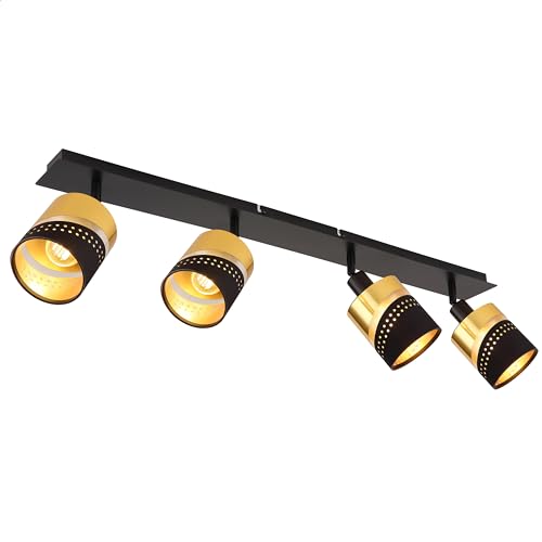 INNOVATE LED Deckenstrahler 4 flammig E14 - Deckenspots schwarz gold Deckenlampe Strahler Innen Spotbalken - Deckenstrahler LED Deckenleuchte Schwenkbar - Spot Lampe schwarz für Wohnzimmer, Esszimmer von INNOVATE