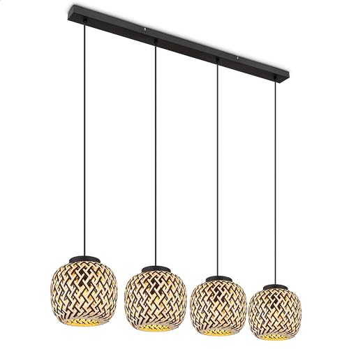 INNOVATE LED Pendelleuchte schwarz Bambus Pendelleuchte Esstisch Lampen hängend LED Hängelampe Wohnzimmer 4x E27 Hängeleuchten & Pendelleuchten Hängeleuchte schwarz 4 flammig Bambus Lampe Korb von INNOVATE