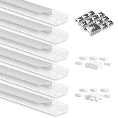 INNOVATE LED Leiste Aluminium [6x1m Aluprofil LED Streifen Set] U Profil Aluminium Indirekte Beleuchtung I Lichtleiste Deckenleisten (Weiß/Milchig, Aufbauprofil Mini) von INNOVATE