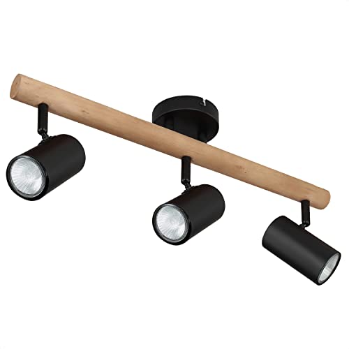 INNOVATE LED Spotbalken Holz | GU10 Deckenlampe Spot | LED Deckenleuchte Schwenkbar | Spotleuchte drehbar für Küche, Wohnzimmer, Schlafzimmer | Wandleuchte Holz | LED Deckenstrahler 3 flammig von INNOVATE