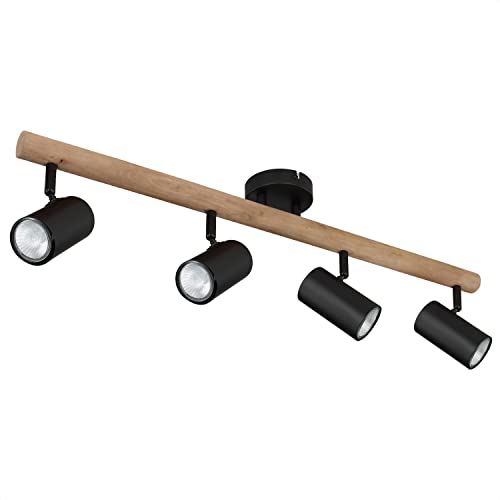 INNOVATE LED Spotbalken Holz | GU10 Deckenlampe Spot | LED Deckenleuchte Schwenkbar | Spotleuchte drehbar für Küche, Wohnzimmer, Schlafzimmer | Wandleuchte Holz | Deckenstrahler 4 flammig von INNOVATE