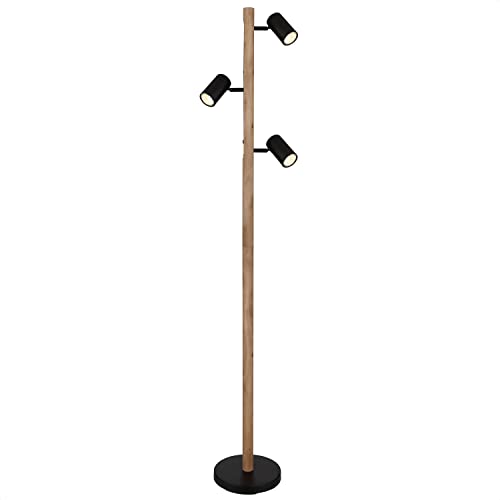 INNOVATE LED Stehlampe Holz | 1,5M Standlampe Holz | GU10 Stehleuchte Spot | LED Stehlampe Schwenkbar 3 flammig | Standleuchte drehbar für Küche, Wohnzimmer, Schlafzimmer von INNOVATE