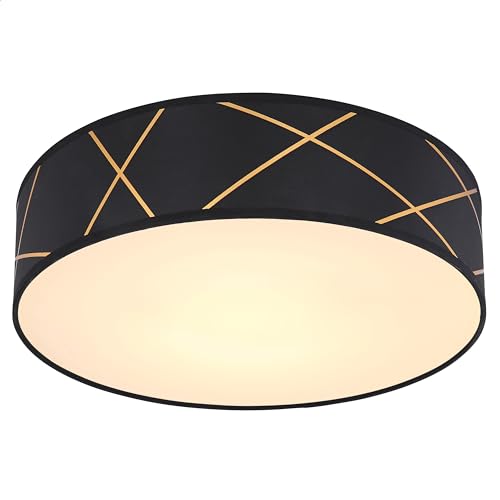 INNOVATE Textil Deckenleuchte Ø40cm E27 | Lampenschirm Schwarz Gold| 11cm hohe Stoffschirm Lampe rund | Ceiling light | Stoff Deckenlampe Schlafzimmer | LED Deckenleuchte Wohnzimmer | (schwarz gold) INNOVATE Textil Deckenleuchte Ø40cm E27 | Lampenschirm Schwarz Gold| 11cm hohe Stoffschirm Lampe rund | Ceiling light | Stoff Deckenlampe Schlafzimmer | LED Deckenleuchte Wohnzimmer | (schwarz gold) von INNOVATE
