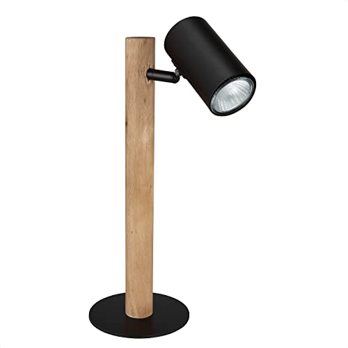 INNOVATE LED Tischlampe Holz | 35cm Tischleuchte Holz | GU10 Leselampe Spot | LED Schreibtischlampe Schwenkbar | Schreibtisch Bürolampe | Nachttischlampe drehbar | LED Tischampe 1 flammig von INNOVATE