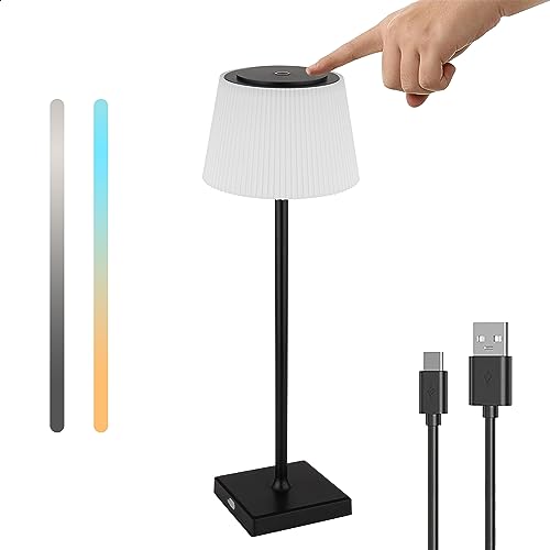 INNOVATE LED Tischlampe kabellos | Touch Lampe | Akku Tischleuchte dimmbar Lichtfarbe 3000K-5000K | LED Tischlampe USB C aufladbar | Touch Lampe Outdoor IP44 für drinnen und draußen | (Schwarz) von INNOVATE