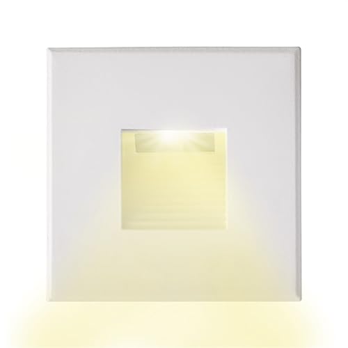 INNOVATE LED Treppenbeleuchtung 3W 140Lm | Wandleuchte Unterputzdose Lochausschnitt 59mm | LED Einbauleuchten ColorSwitch 3000-6000K | Wandeinbauleuchte 230V | Cover eckig weiß Lichtform eckig von INNOVATE