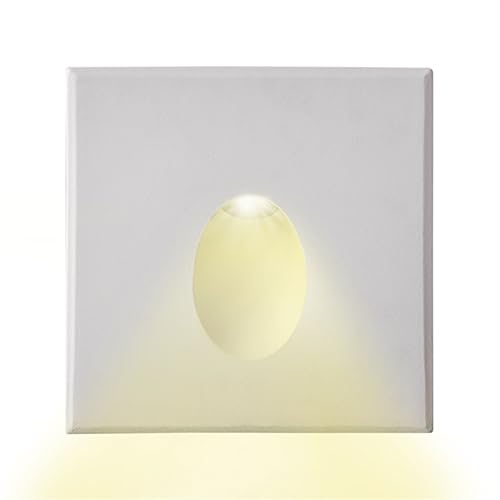 INNOVATE LED Treppenbeleuchtung 3W 140Lm | Wandleuchte Unterputzdose Lochausschnitt 59mm | LED Einbauleuchten ColorSwitch 3000-6000K | Wandeinbauleuchte 230V | Cover eckig weiß Lichtform rund von INNOVATE