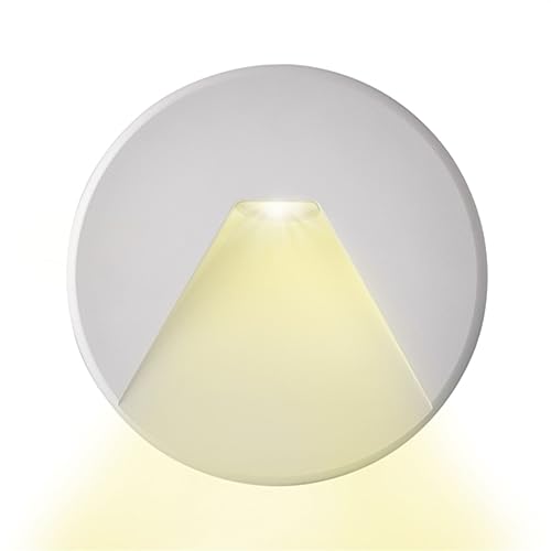 INNOVATE LED Treppenbeleuchtung 3W 140Lm | Wandleuchte Unterputzdose Lochausschnitt 59mm | LED Einbauleuchten ColorSwitch 3000-6000K | Wandeinbauleuchte 230V | Cover rund weiß Lichtform kegel von INNOVATE