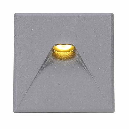 INNOVATE LED Einbaustrahler 24V DC Treppenbeleuchtung [ColorSwitch Wandleuchte Innen & LED Strahler Außen] Indirekte Beleuchtung Unterputzdose (Silber/Grau, Eckig - Auslass Kegel, Warmweiß 3000 K) von INNOVATE