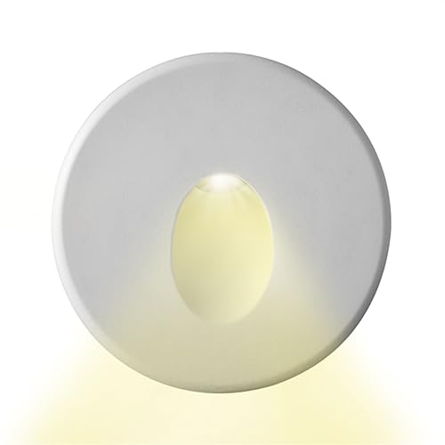 INNOVATE LED Treppenbeleuchtung IP44 3W 120Lm | Wandleuchte Unterputzdose Lochausschnitt 59mm | LED Einbauleuchten dimmbar 3000K | Wandeinbauleuchte 24V DC | Cover rund weiß Lichtform rund von INNOVATE