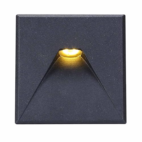 INNOVATE LED Treppenbeleuchtung IP44 3W 120Lm | Wandleuchte Unterputzdose Lochausschnitt 59mm | LED Einbauleuchten dimmbar 4000K | Wandeinbauleuchte 24V DC | Cover eckig schwarz Lichtform kegel INNOVATE LED Treppenbeleuchtung IP44 3W 120Lm | Wandleuchte Unterputzdose Lochausschnitt 59mm | LED Einbauleuchten dimmbar 4000K | Wandeinbauleuchte 24V DC | Cover eckig schwarz Lichtform kegel von INNOVATE