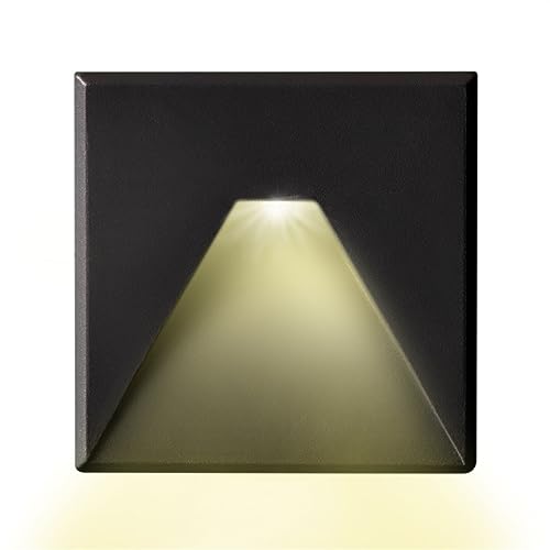 INNOVATE LED Einbaustrahler 24V DC Treppenbeleuchtung [ColorSwitch Wandleuchte Innen & LED Strahler Außen] Indirekte Beleuchtung Unterputzdose (Schwarz, Eckig - Auslass Kegel, Neutralweiß 4000 K) von INNOVATE