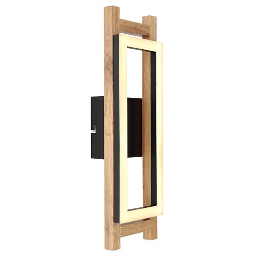 INNOVATE LED Wandlampe innen Holz | moderne Wandleuchte | wall or ceiling light | LED-Wandleuchte innen | Deckenlampe Holzoptik | Deckenleuchte | Wohnzimmerlampe Holz | Wandlampe schwarz Metall von INNOVATE