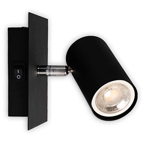 INNOVATE LED Wandleuchte mit Schalter | GU10 LED Spot schwenkbar | Aluminium Wandlampe Innen | Wandspot mit Schalter | Lampe eckig exkl. 5W Leuchtmittel | Schwarz von INNOVATE