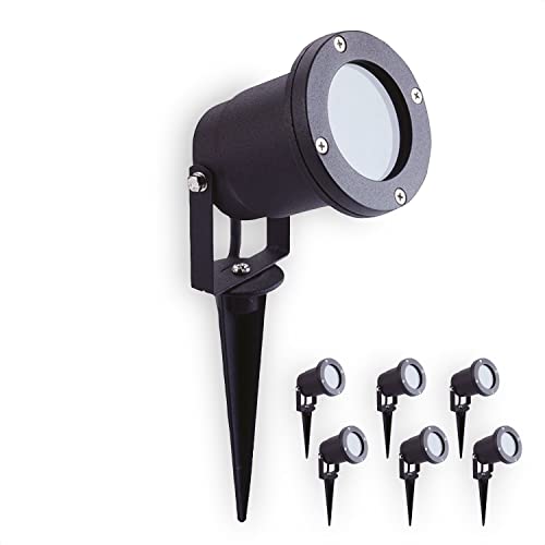 INNOVATE LED Strahler Außen 6er Set [LED Strahler exkl. GU10 Leuchtmittel] IP 65 Spotlight inkl. Erdspieß Stromkabel Außenbereich I Gartenbeleuchtung mit Strom Gartendeko wasserdicht I Outdoor Lampe von INNOVATE