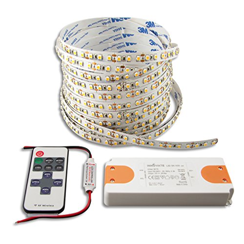 INNOVATE LED Strip 2M SET 12V, 9,6W/m inkl. Mini Funk Dimmer + Trafo ECO Transformator für LED Stripes | Driver | Netzteil | Flexband | LED Streifen von INNOVATE