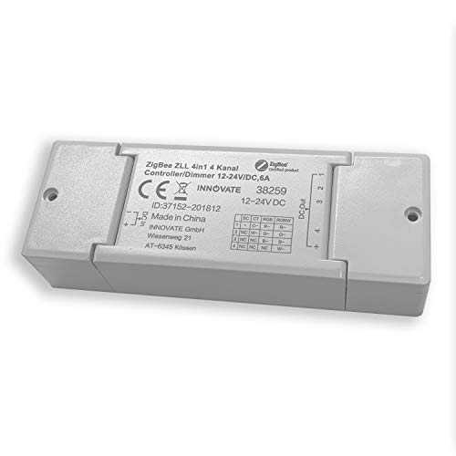 INNOVATE ZIGBEE 4 Kanal Dimmaktor 12-24V /144 Watt - / Controller/Dimmer kompatibel u.A. mit Osram Lightify®, TRÅDFRI® - ZLL - ZHA Standard von INNOVATE