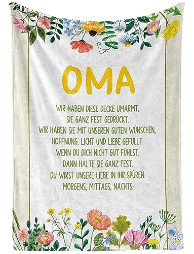 INNObeta Oma-Überwurfdecke – Oma-Geschenke von Enkelkindern – Flanelldecken, Geschenk für Oma zum Muttertag, Weihnachten, Geburtstag oder Erntedankfest – 127 x 165 cm von INNObeta