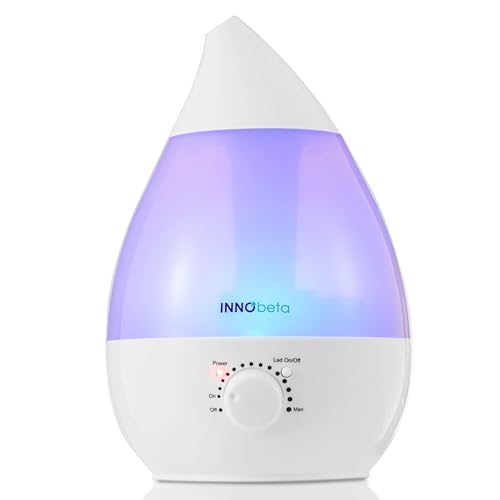 INNObeta Waterdrop 2.0 Ultraschall 2,4L Luftbefeuchter Cool Mist mit Filter für Babys, Kinder, Leise, Automatische Ausschaltung, 7-farbige LED-Lichter von INNObeta