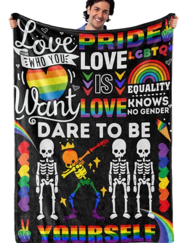 LGBTQ Decke, LGBT Geschenke, für LGBTQ, Schwul, Lesben, Transexuell, Freunde, Besties, Gay Pride, Regenbogen, INNObeta Weiche Überwurfdecke Bett, Sofadecke – 127 x 165 cm von INNObeta