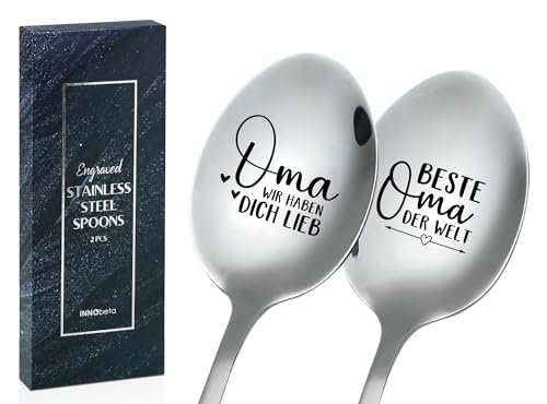Muttertagsgeschenk Für Oma, Geschenke Für Oma, Oma Geschenke Zum Geburtstag, 2 Stücke Eislöffel mit Gravur, Gestaltung Edelstahl - Beste Oma der Welt, Oma wir haben Dich lieb Muttertagsgeschenk Für Oma, Geschenke Für Oma, Oma Geschenke Zum Geburtstag, 2 Stücke Eislöffel mit Gravur, Gestaltung Edelstahl - Beste Oma der Welt, Oma wir haben Dich lieb von INNObeta