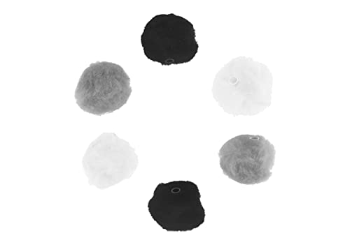 Acryl-Pompons mit weißem, schwarzem und grauem Rohr, 25 mm. 50 Stück. von INNSPIRO