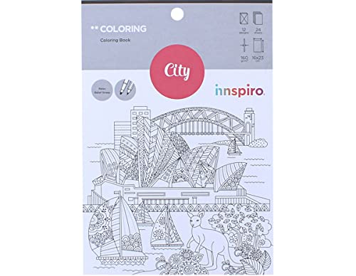 Coloring City and Travel Malbuch, 12 Designs, 24 Blatt, 16 x 23 cm. von INNSPIRO