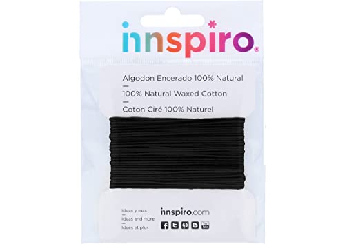 INNSPIRO Feine gewachste Baumwollkordel, schwarz, 2 mm, 5 m von INNSPIRO