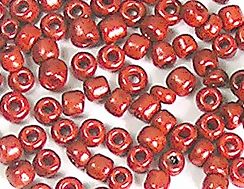 Glasstein, rund, glänzend, metallisch, rot, 2,3 mm, 10/0, 500 g. von INNSPIRO