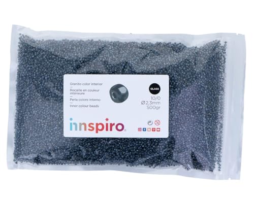 Glasstein, rund, schwarz, 2,3 mm, 10/0, 500 g. von INNSPIRO