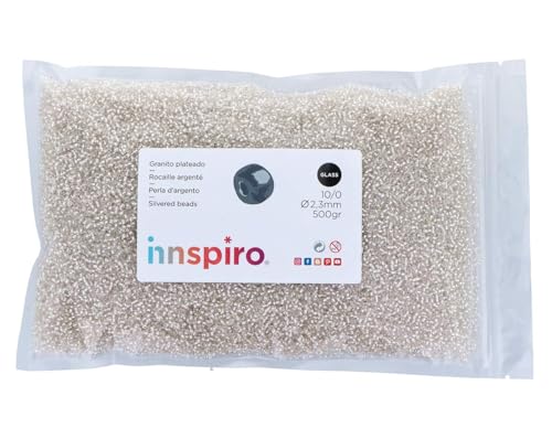 Glasstein, rund, silberfarben, transparent, 2,3 mm, 10/0, 500 g. Glasstein, rund, silberfarben, transparent, 2,3 mm, 10/0, 500 g. von INNSPIRO